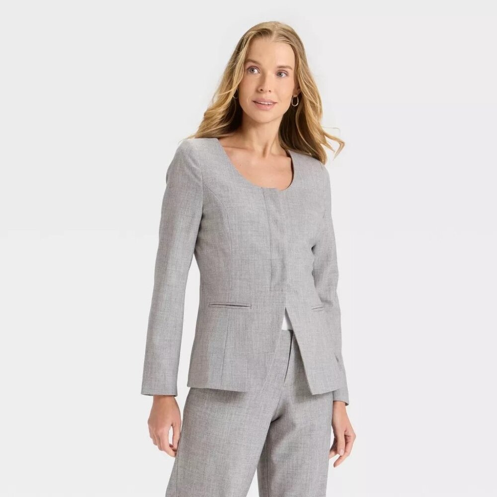 NEW A New Day Women's Collarless Blazer - Gray - Size Small